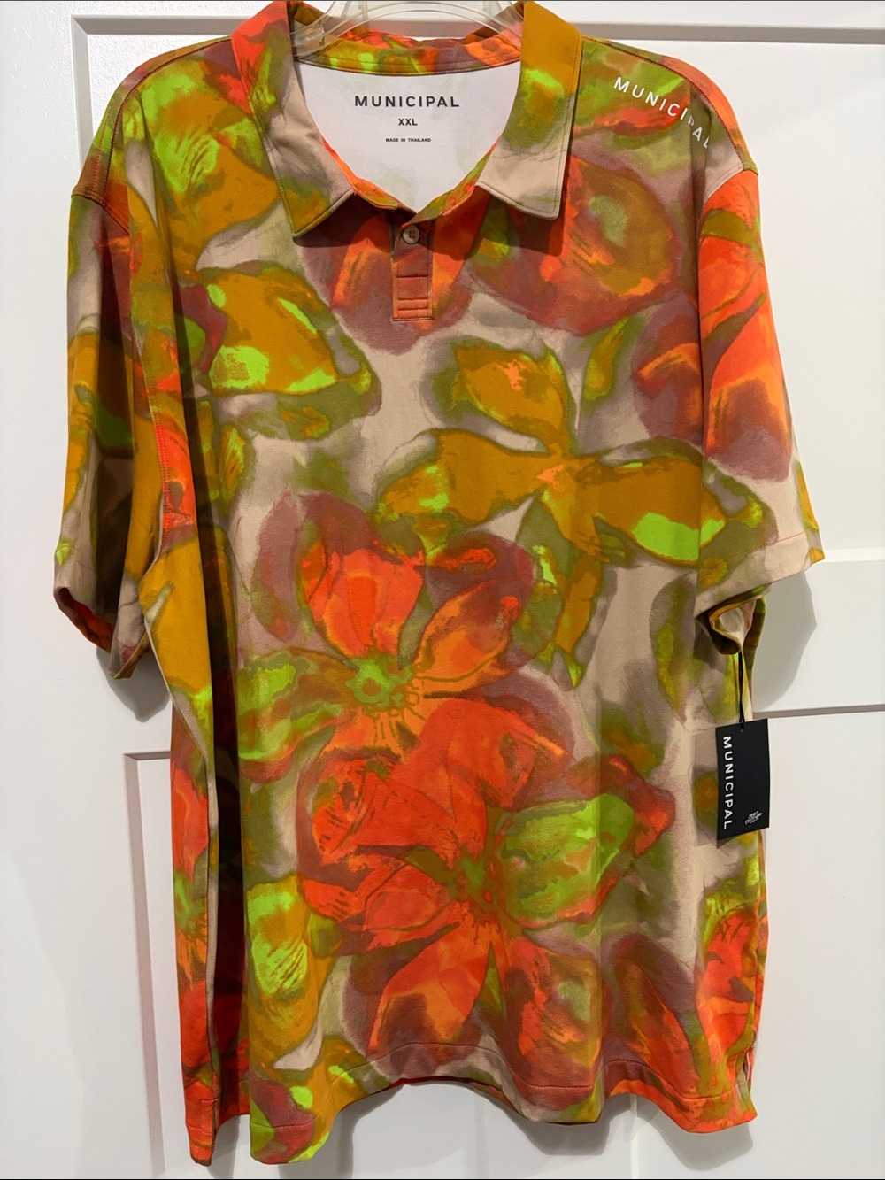 🧡NWT🧡Polo Golf by Municipal💚 Men's Floral Short-Sleeve Golf Polo